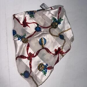 Vintage Liz Claiborne Christmas‎ Ornament Multicolored Bow Ribbon Silk Scarf